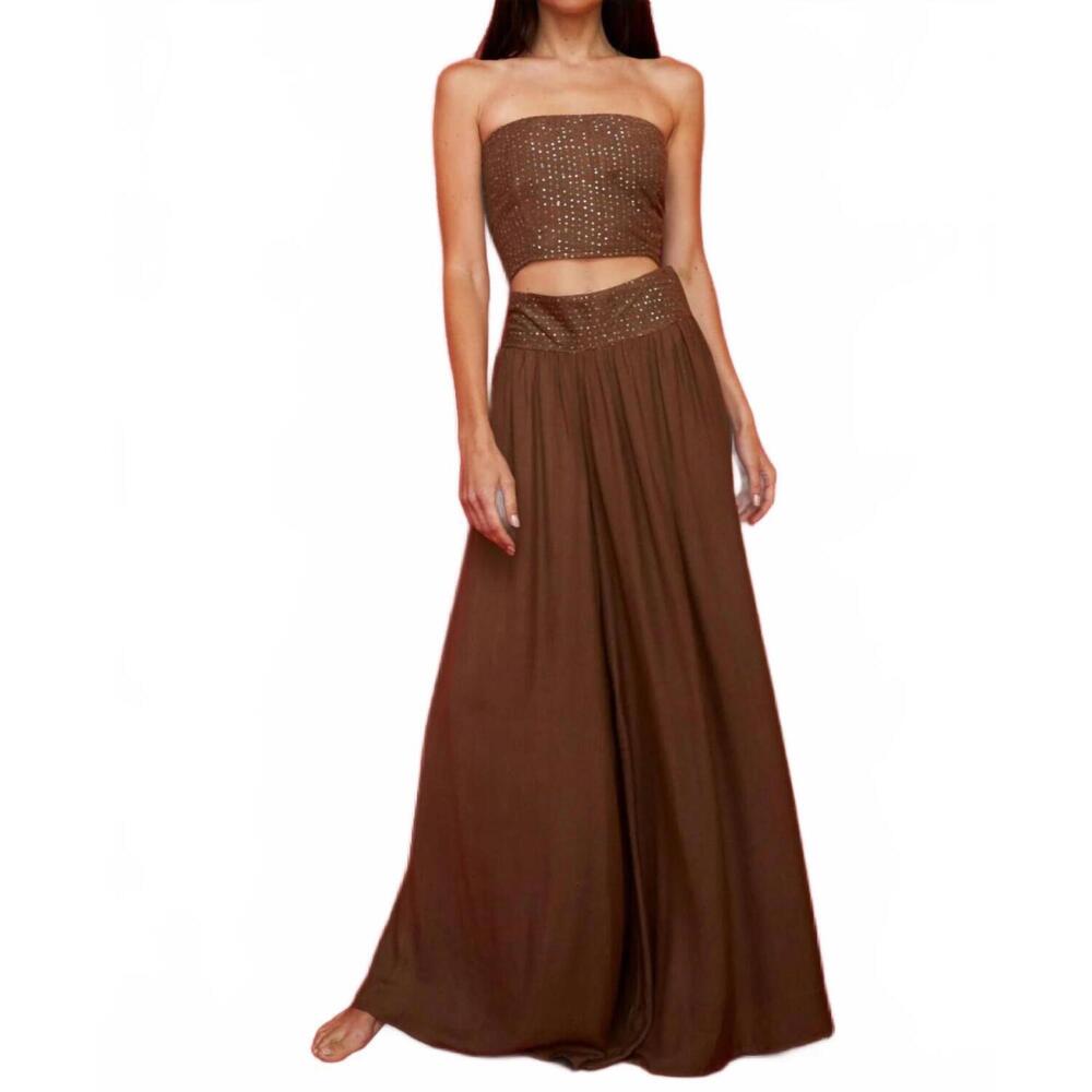 NEW PITUSA sequin bandeau top in chocolate